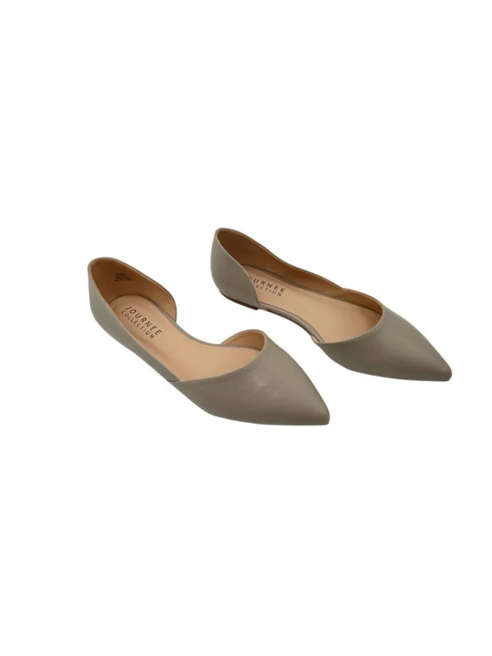 NIB Journee Collection Cortni Slip On Pointed Toe D'Orsay Flats Sz 10 Wide Gray